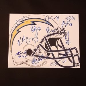 NFL autograph Chargers Team signed football helmet photo